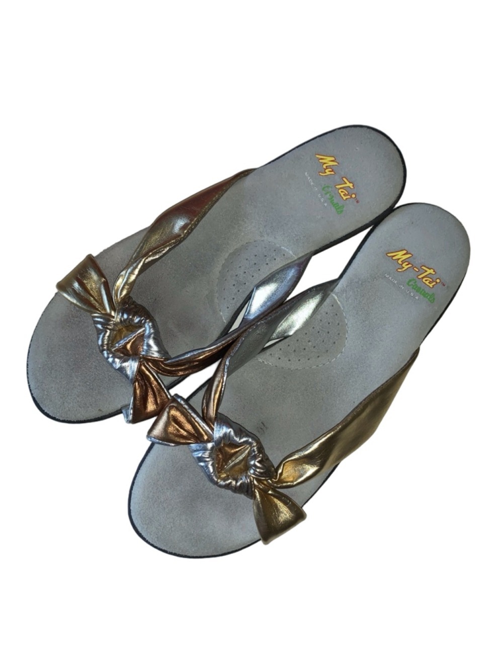 Women's My-Tai Casuals Gold Silver Sandals Size 10